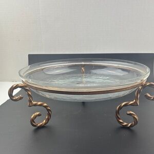 Glass pot pourri brown with Gold base